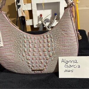 Brahmin Flirty Pink Crocodile Embossed Hobo Bag